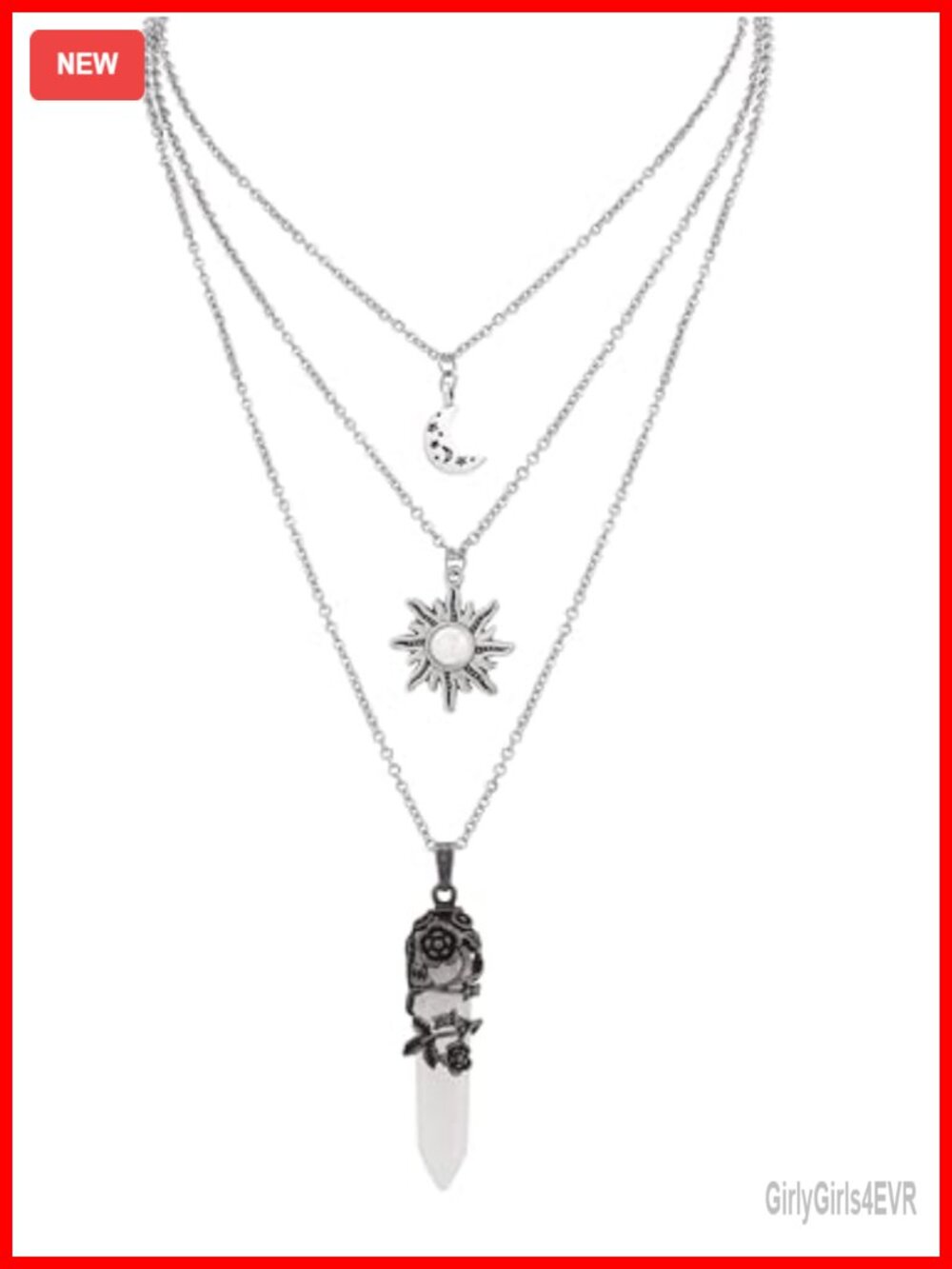 Layered Moon Sun Crystal Choker Necklace Set